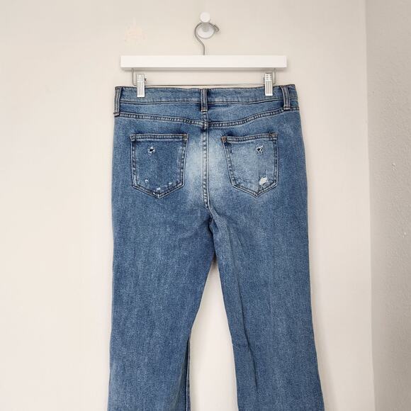 Altar'd State High Waisted Flare Jeans Distressed Ripped Blue Denim Wide Leg 29 - Picture 7 of 10